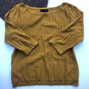 Ann Taylor Sweater Mustard Yellow Textured Large